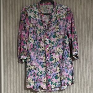 Floral Women's Top - Pink and Green